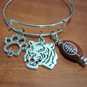 Silver Charm Bracelet with Tiger and Football